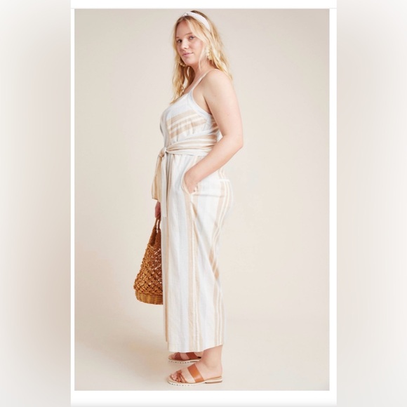 ANTHROPOLOGIE - Savannah Striped Jumpsuit Size 6 - Picture 2 of 12